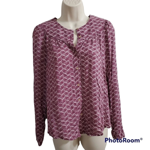 ANTHROPOLOGIE MAEVE Orlo Bib Buttondown Purple White Size XS - Picture 1 of 10